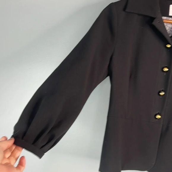 CABI Abbott Jacket Blazer Black Pleated Statement Balloon Sleeves Buttoned 4 - Picture 4 of 11